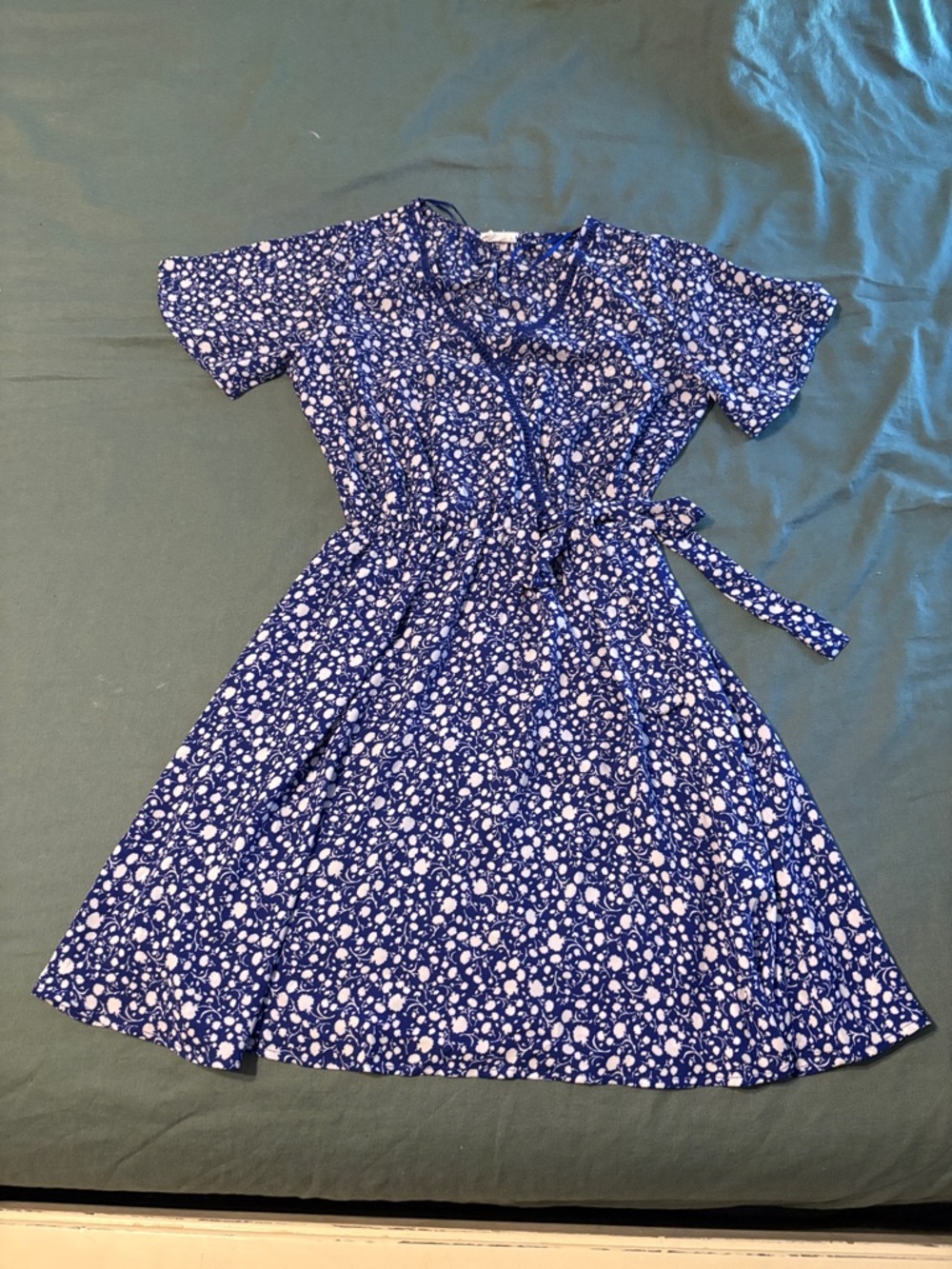 Sienna Sky Navy Blue and White Floral Wrap Dress